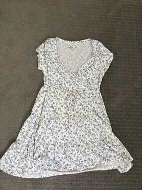 Hollister White Dress with Blue Floral Print